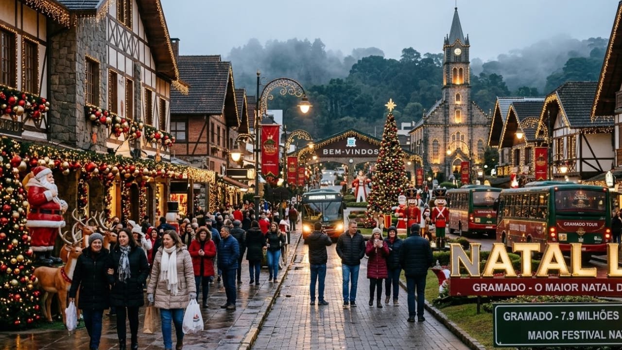 Turistas na Rua Coberta em Gramado